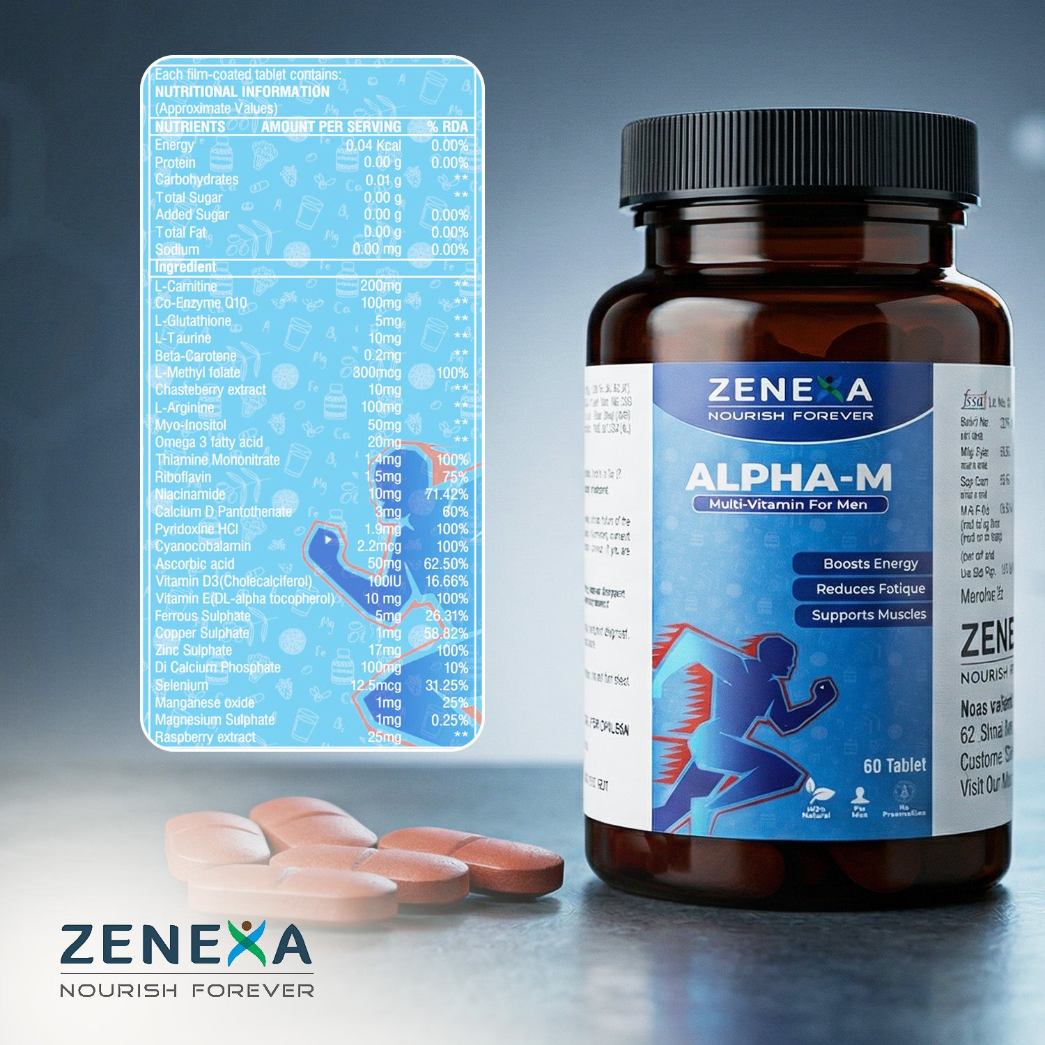 Zenexa Alpha-M Multivitamin for Men – Energy & Stamina Booster