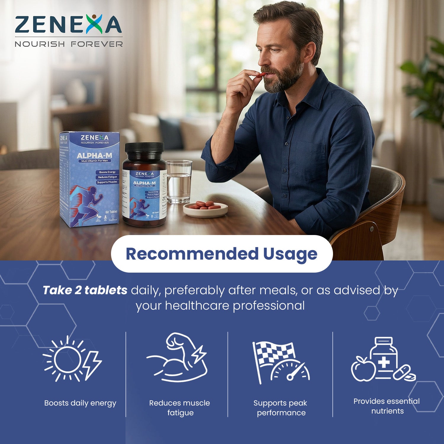 Zenexa Alpha-M Multivitamin for Men – Energy & Stamina Booster