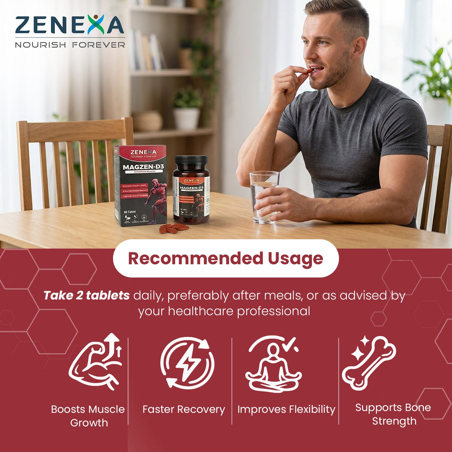 Zenexa Magzen-D3 Muscle Support Supplement