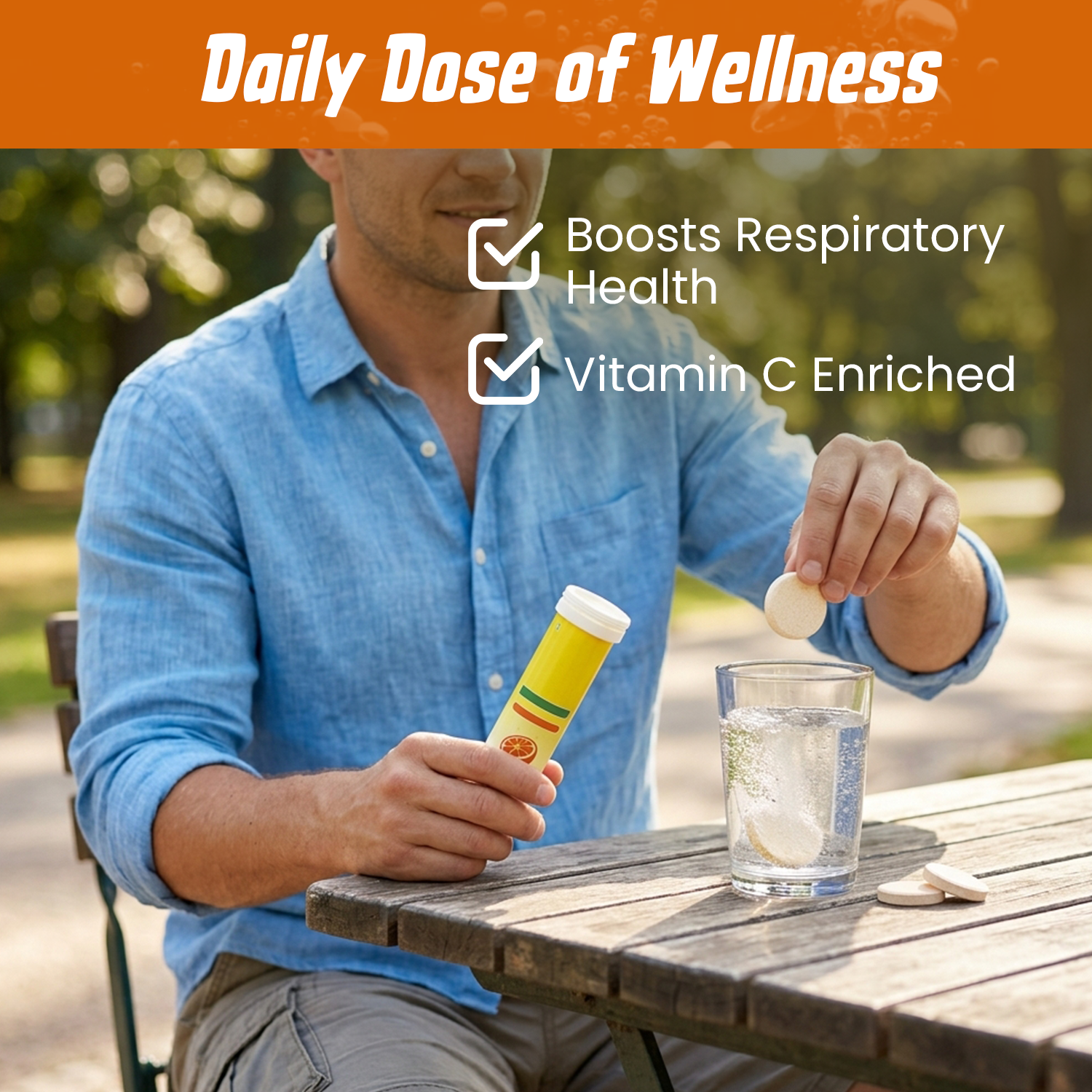 Lungshield Effervescent Tablets - Orange Flavor (15 Tablets) - with N-Acetylcysteine (NAC) &amp; Vitamin C