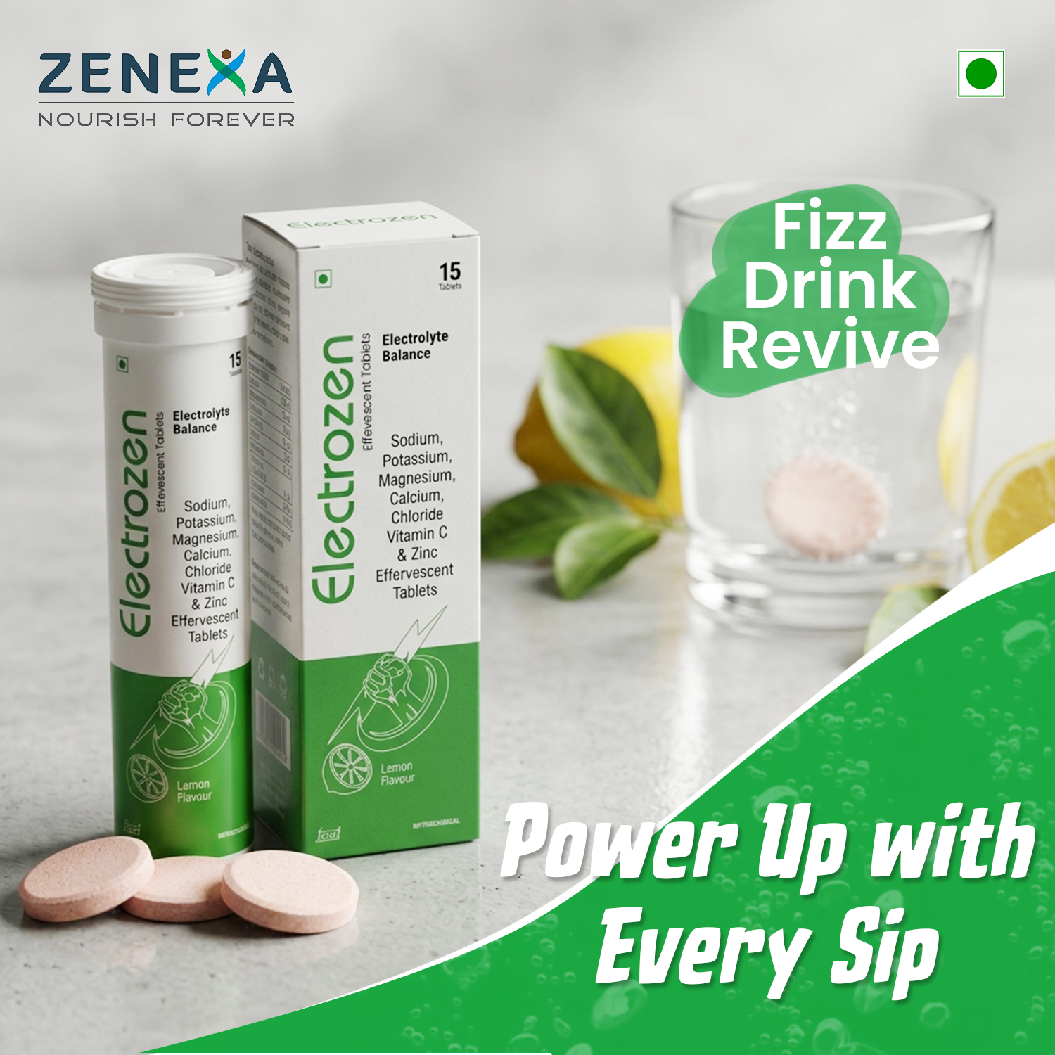 Electrozen Electrolyte Balance Effervescent Tablets – Rapid Rehydration with Sodium