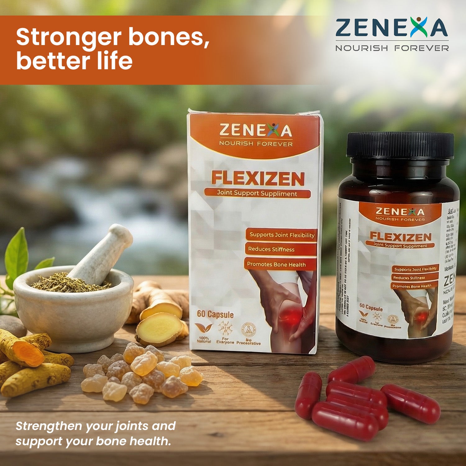 Zenexa Flexizen Joint Support Supplement – Supports Joint Flexibility & Bone Health