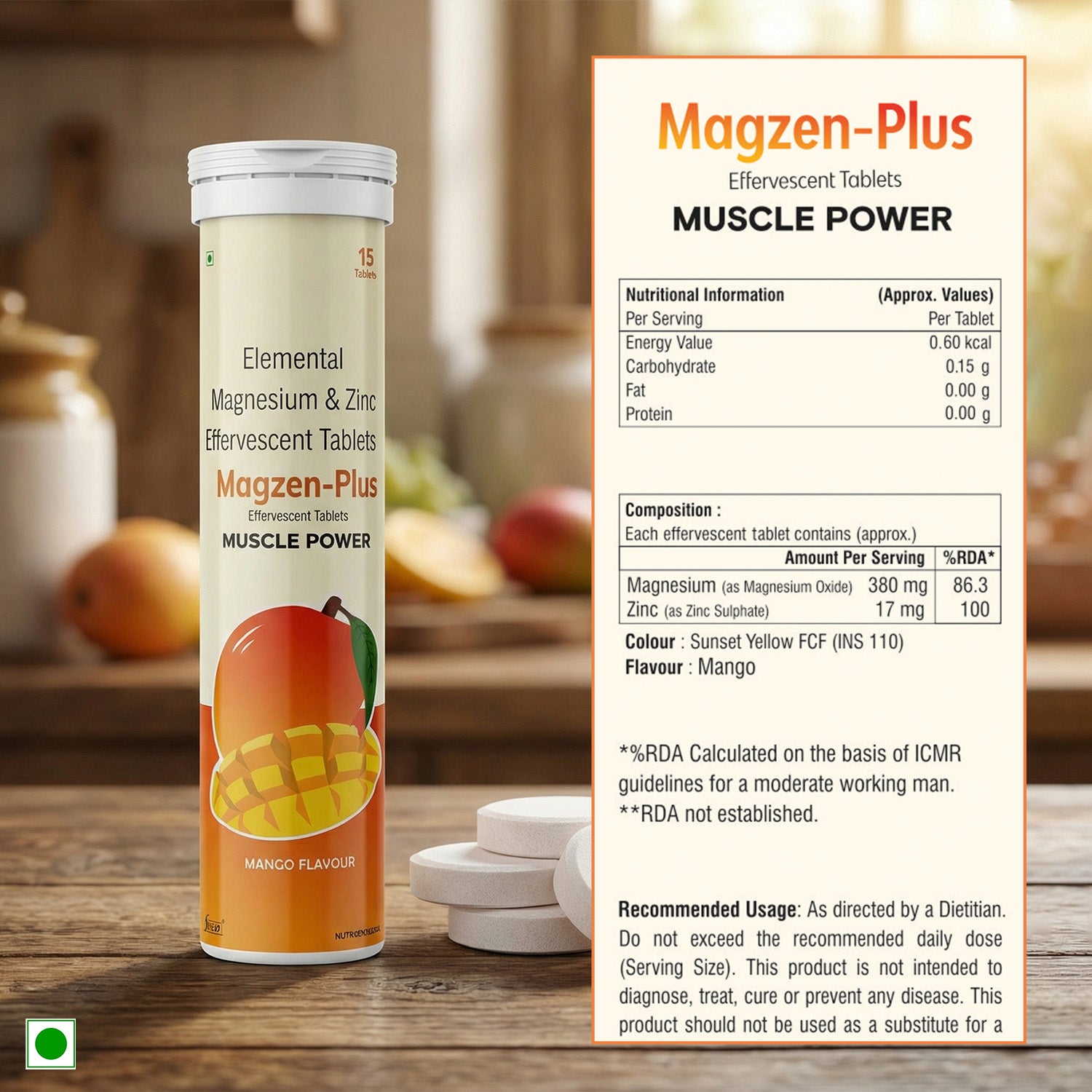 Magzen-Plus Elemental Magnesium & Zinc Effervescent Tablets