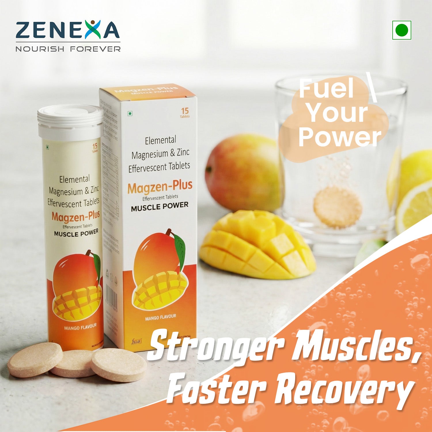 Magzen-Plus Elemental Magnesium & Zinc Effervescent Tablets