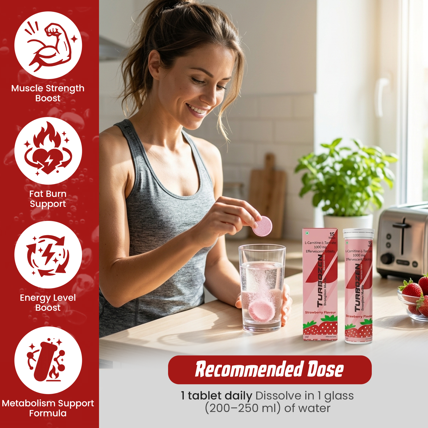 TURBOZEN L-Carnitine-L-Tartrate (1000mg) Effervescent Tablets