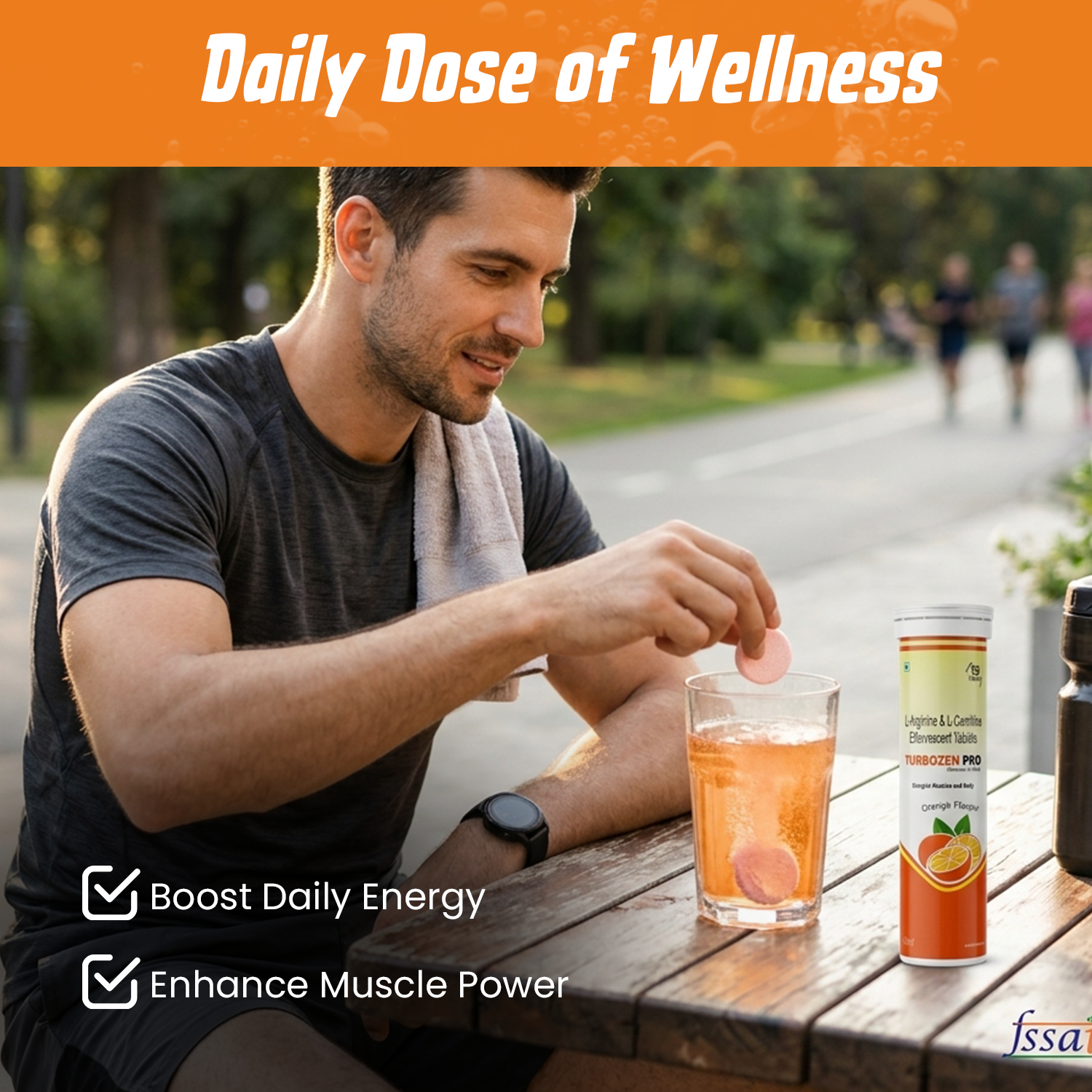 Turbozen Pro L-Arginine & L-Carnitine Effervescent Tablets – Muscle Energy, Stamina & Post-Workout Recovery