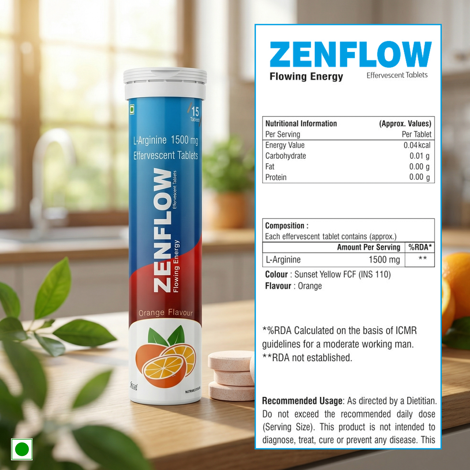 ZENFLOW L-Arginine 1500mg Effervescent Tablets – Boosting Nitric Oxide
