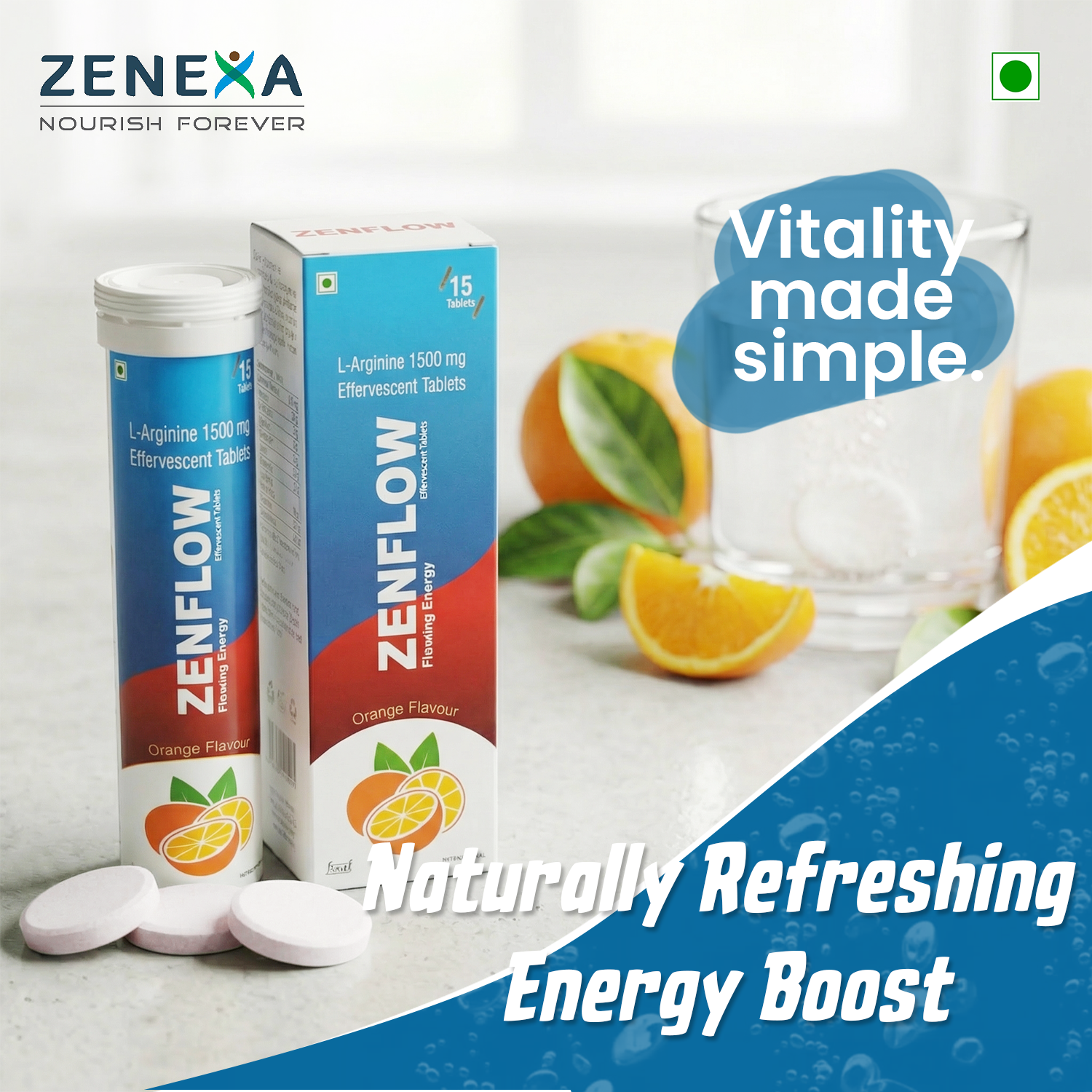 ZENFLOW L-Arginine 1500mg Effervescent Tablets – Boosting Nitric Oxide