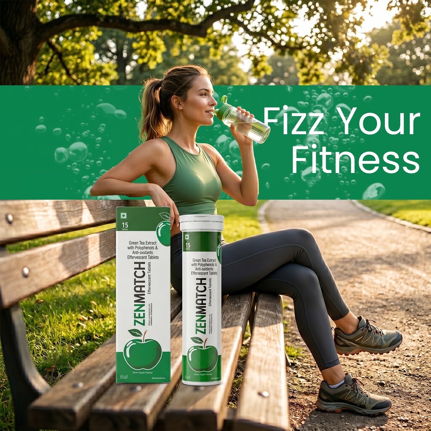 ZENMATCH Green Tea Extract Effervescent Tablets with Polyphenols & Antioxidants