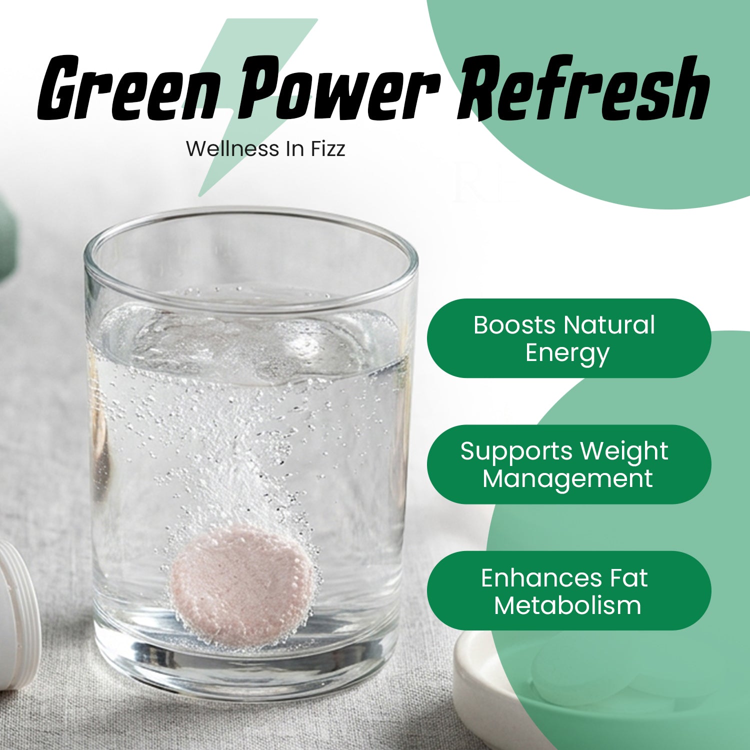 ZENMATCH Green Tea Extract Effervescent Tablets with Polyphenols & Antioxidants