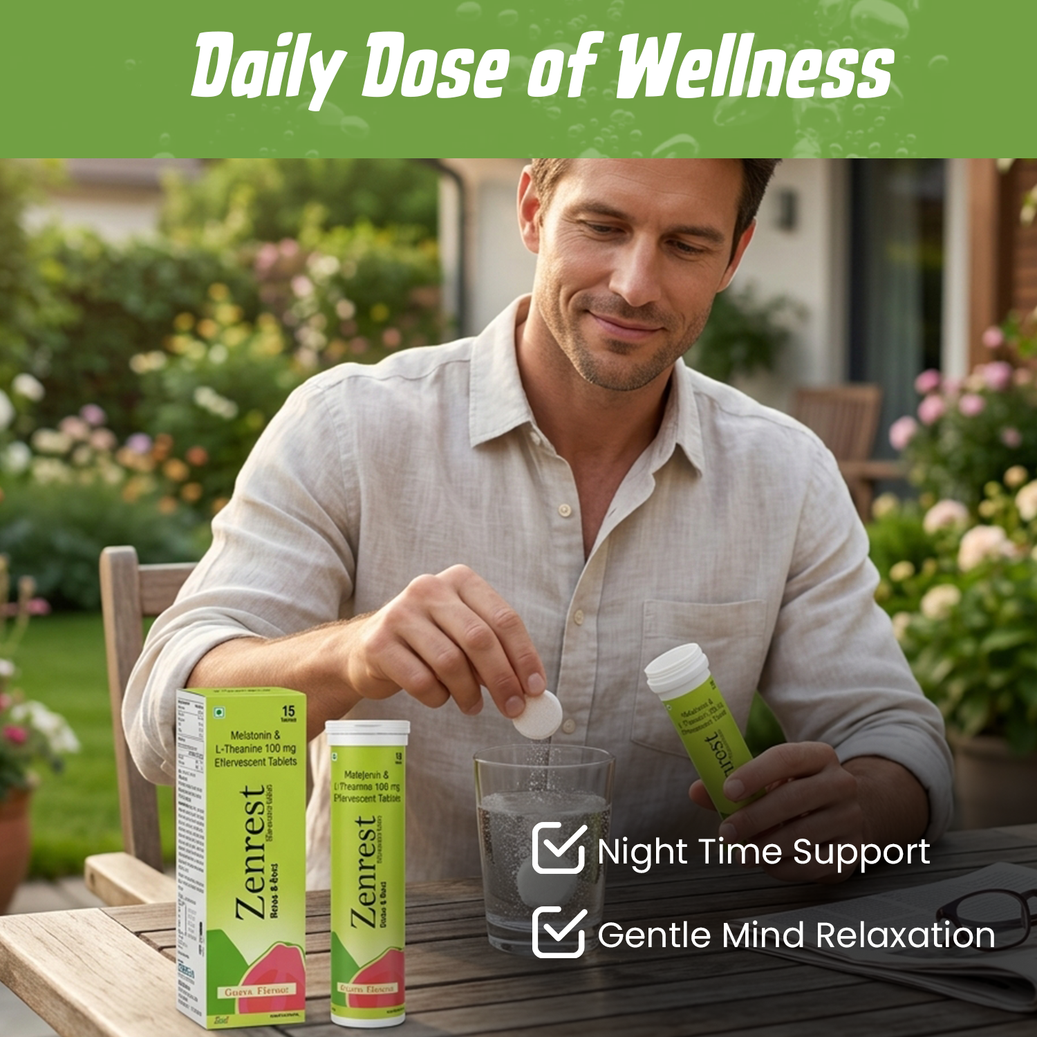 Zenrest Melatonin & L-Theanine (100mg) Effervescent Tablets – Relax & Rest Sleep Aid – Guava Flavour
