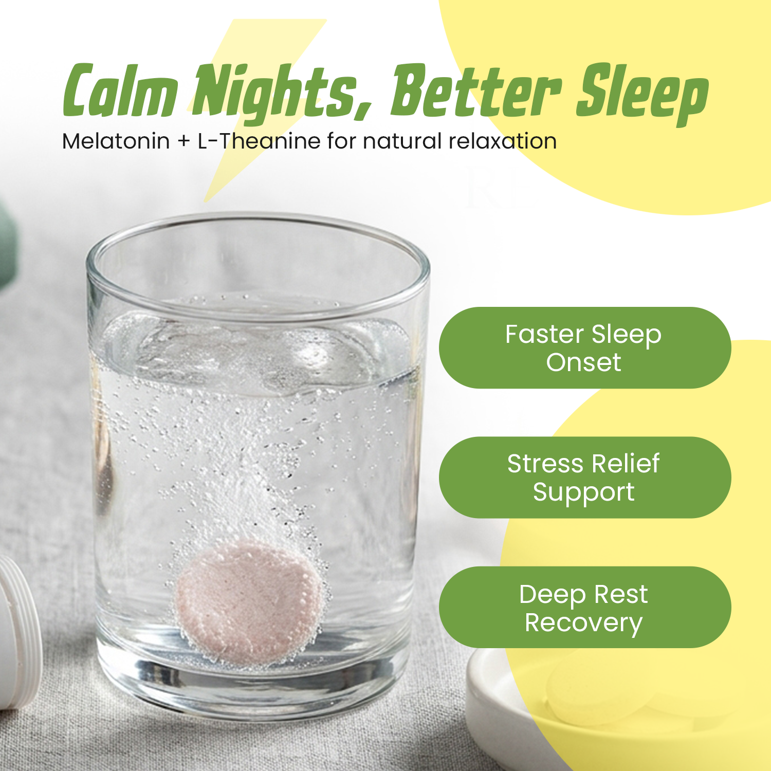 Zenrest Melatonin & L-Theanine (100mg) Effervescent Tablets – Relax & Rest Sleep Aid – Guava Flavour