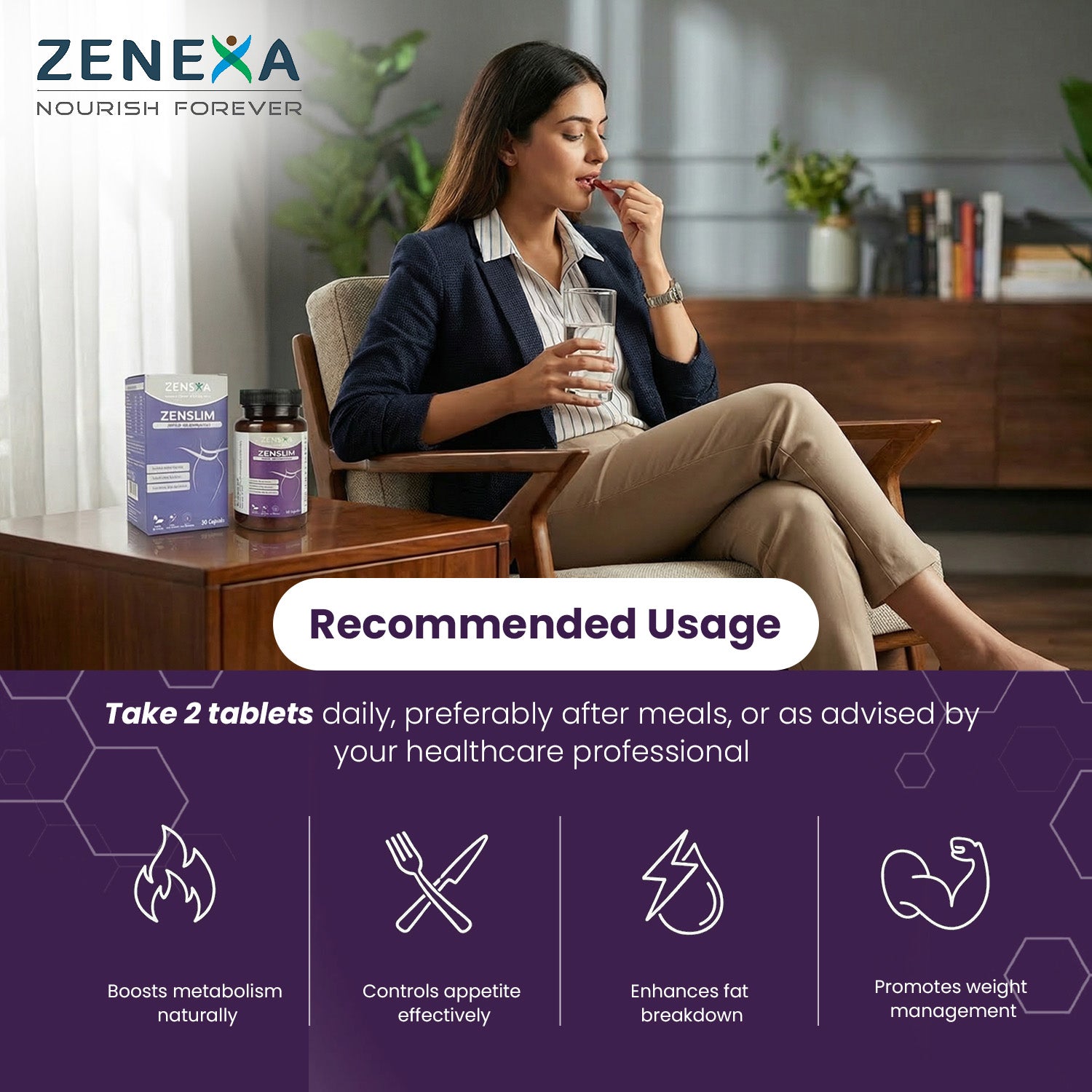 Zenexa Zenslim Weight Management Formula – Boosts Metabolism & Controls Appetite