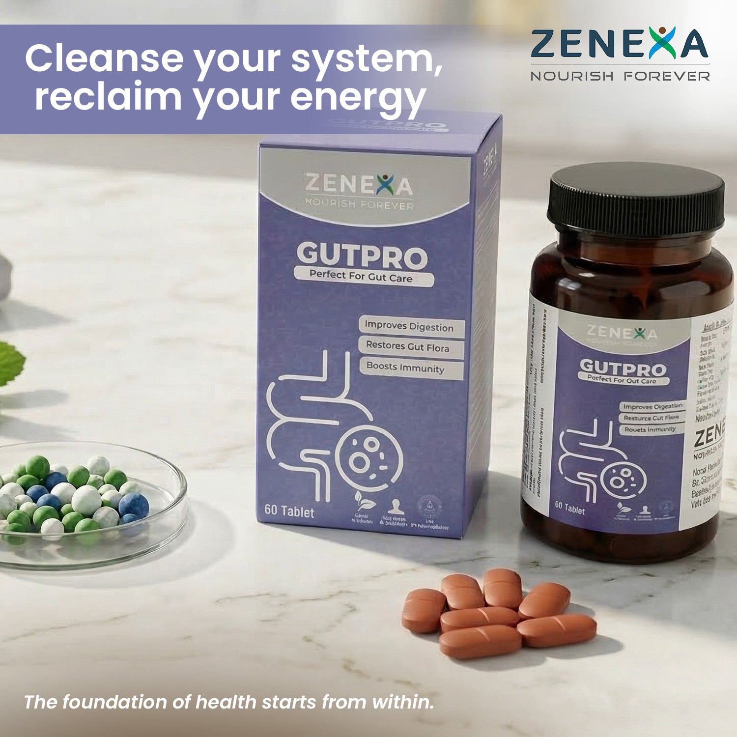 Zenexa GutPro Perfect For Gut Care – Probiotic & Prebiotic Supplement