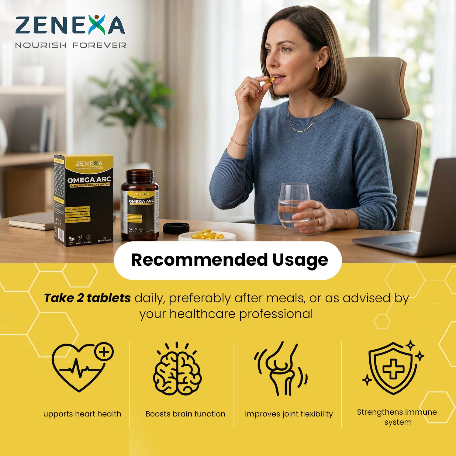 Zenexa Omega Arc Arctic Fish Oil Omega 3 Softgels