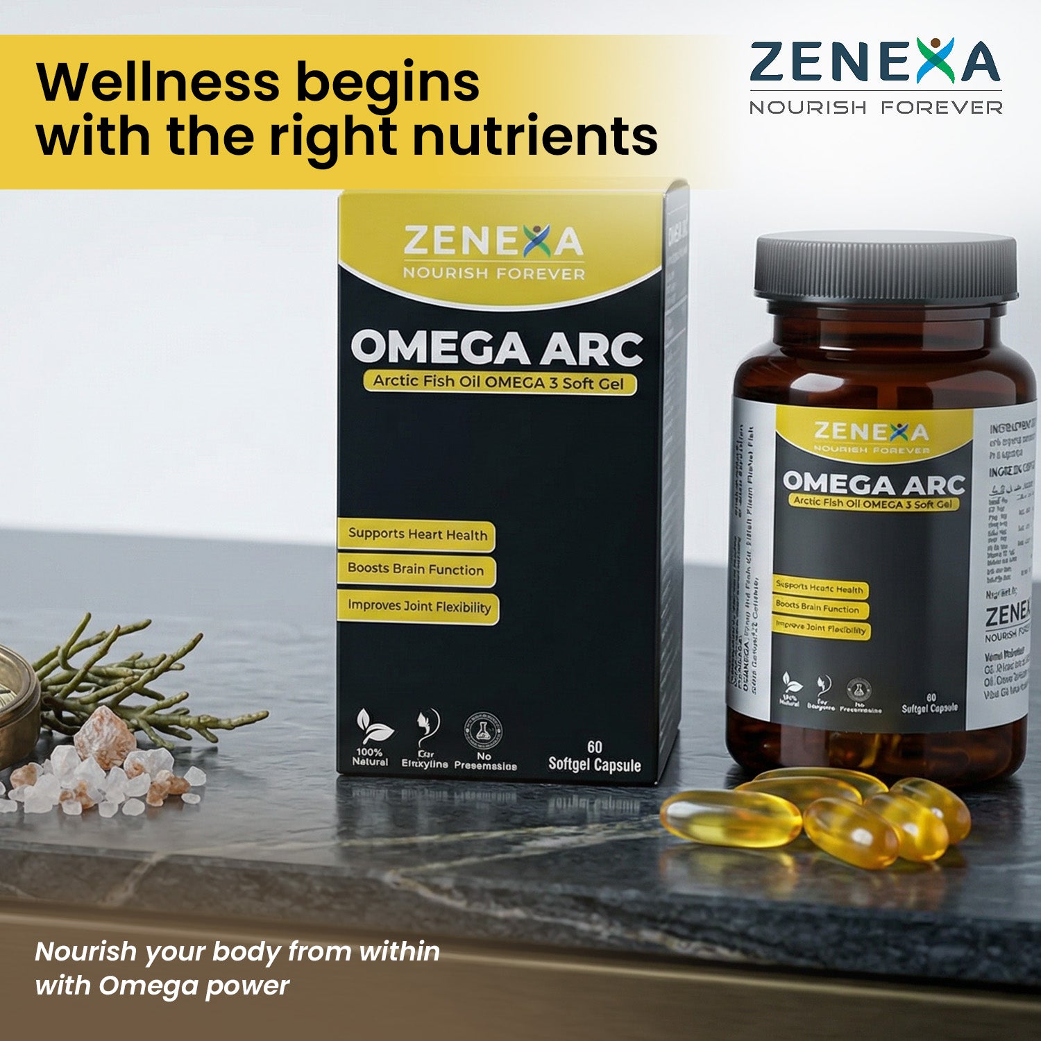 Zenexa Omega Arc Arctic Fish Oil Omega 3 Softgels
