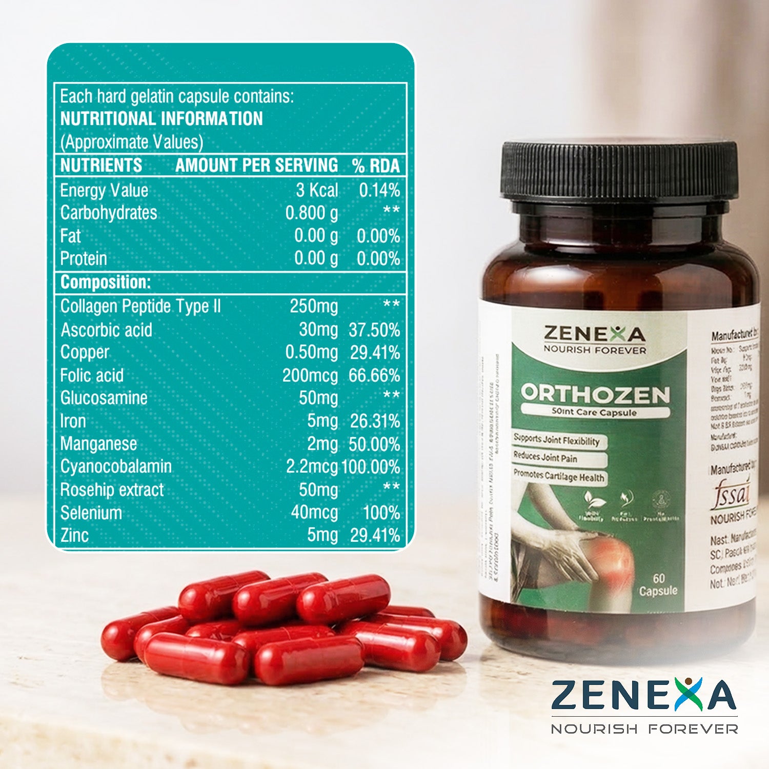 Zenexa Orthozen Joint Care Capsules – With Collagen Peptide Type II